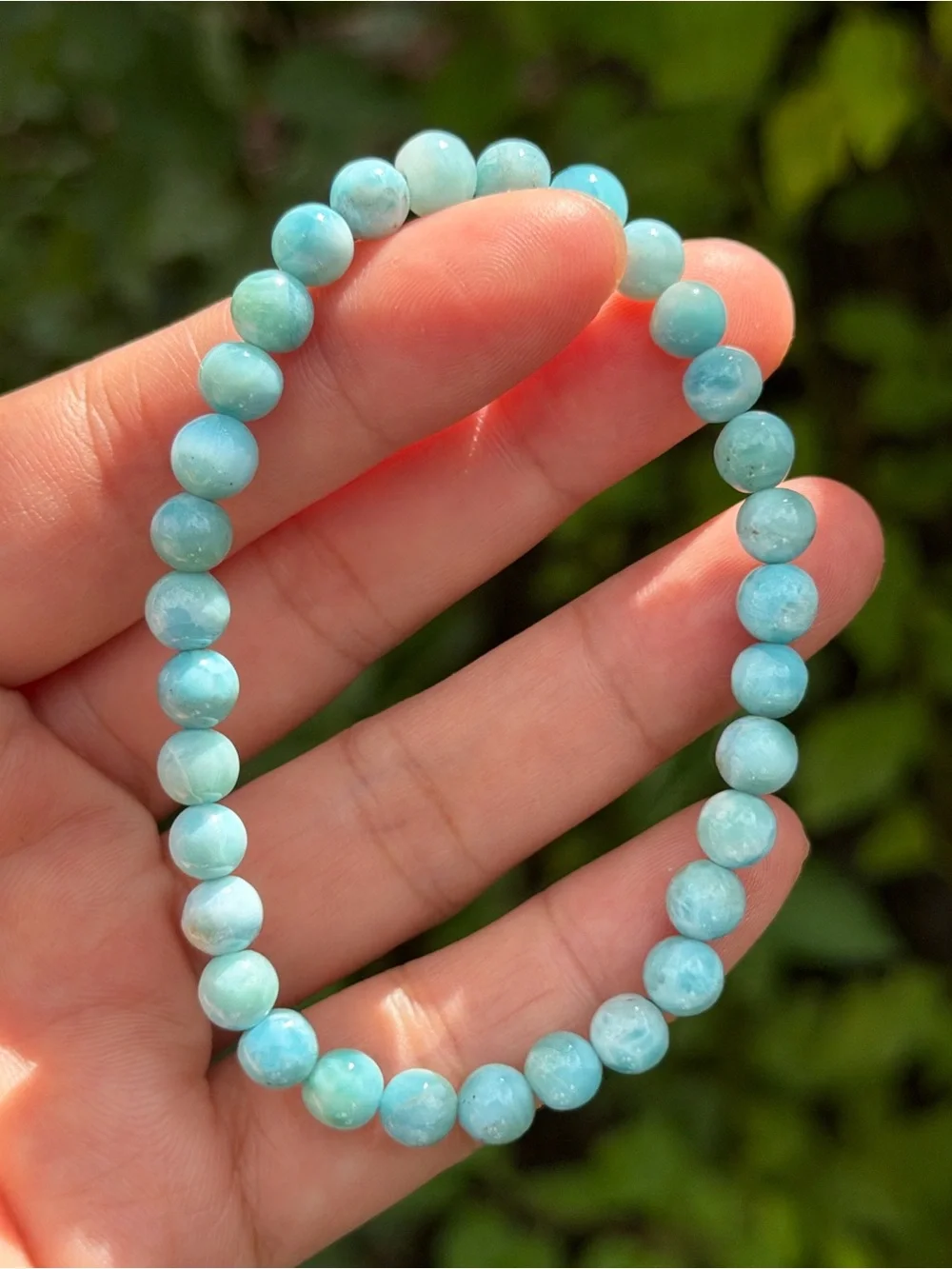 6.5mm stretchable high quality blue larimar bracelet 1754
